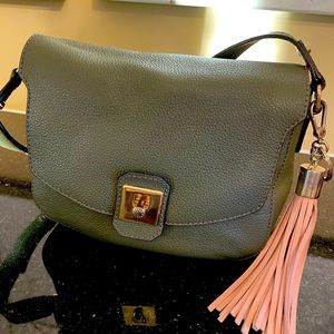 Furla leather crossbody handbag with keychain tassel